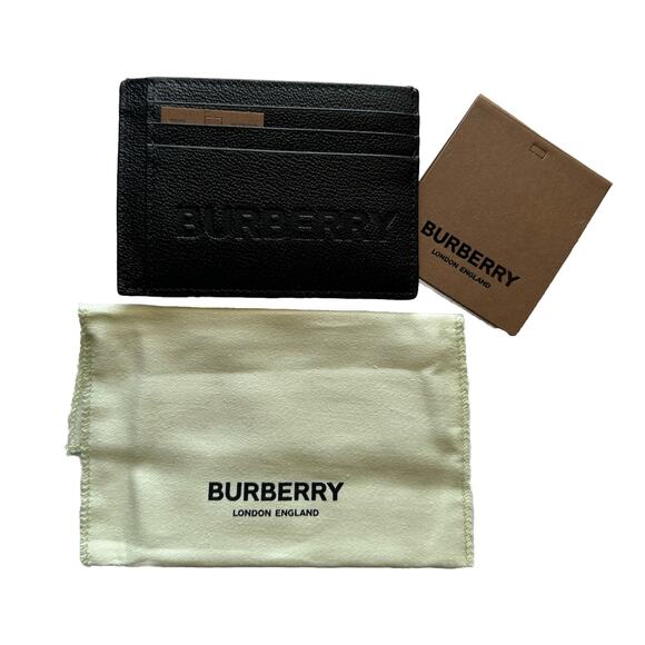 NWT $350 Burberry Logo Embossed Grained Leather Black Card Case 8052878 - Picture 5 of 8
